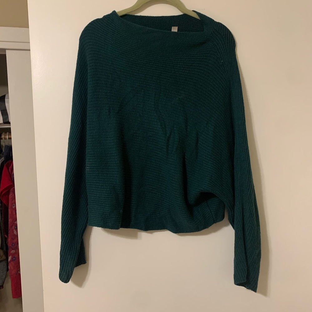 Leith green knit sweater with boat neck